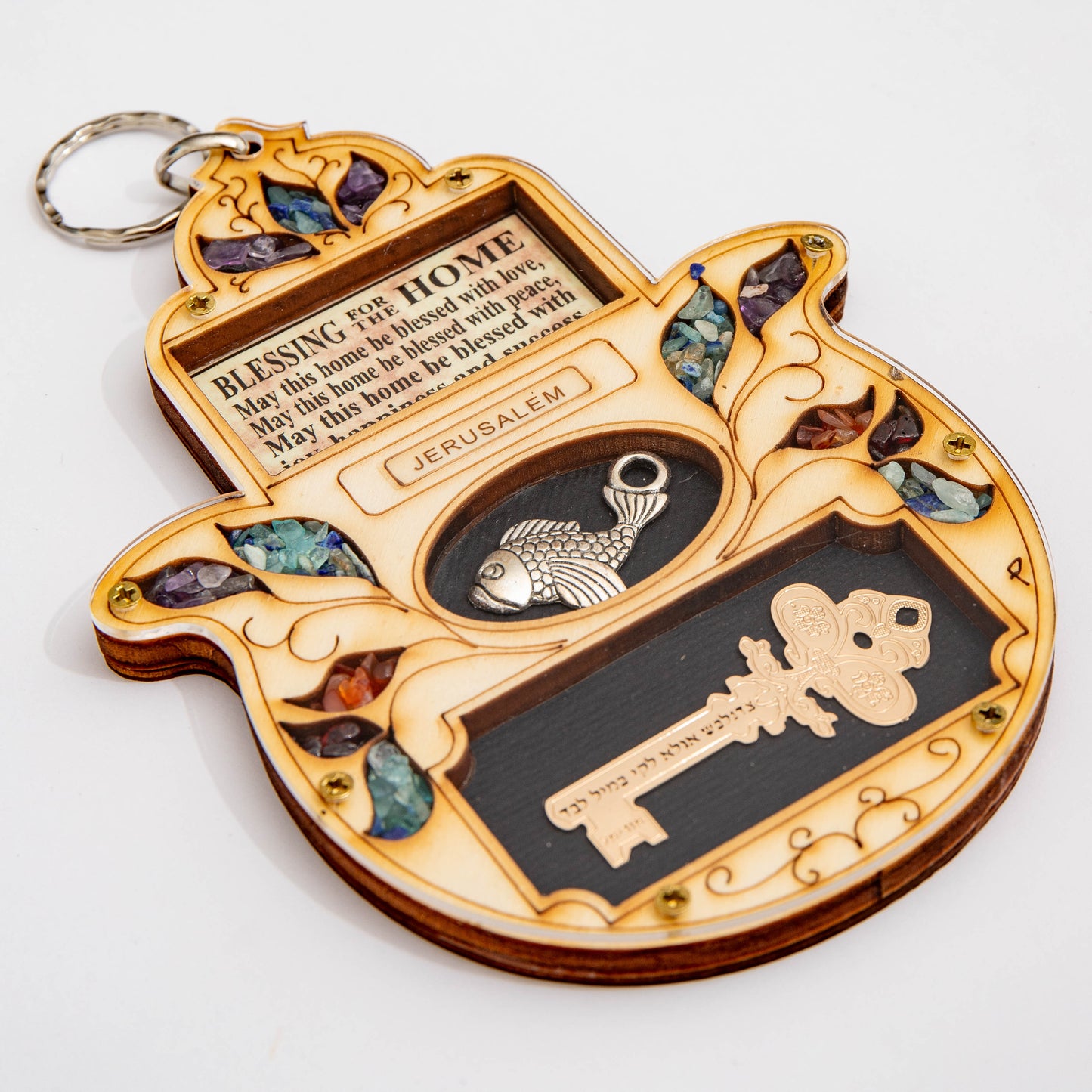 HAMSA CON PEZ DE PLATA Y LLAVE