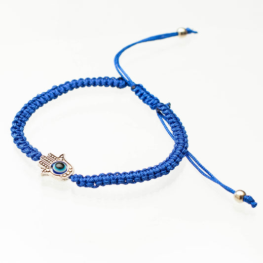 Brazalete hilo azul y mano de fatima